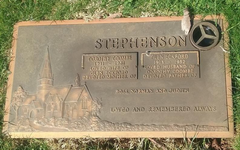 Photo of headstones/Glen Eckford Stephenson 1913-1982 hdstn Ulverstone cem Tas